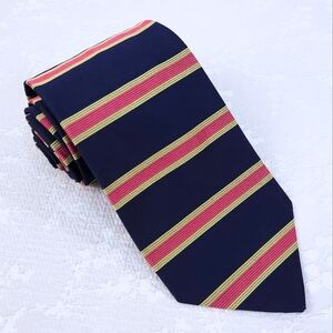 Brooks Brothers Makers Silk Tie Navy Blue Pink Gold